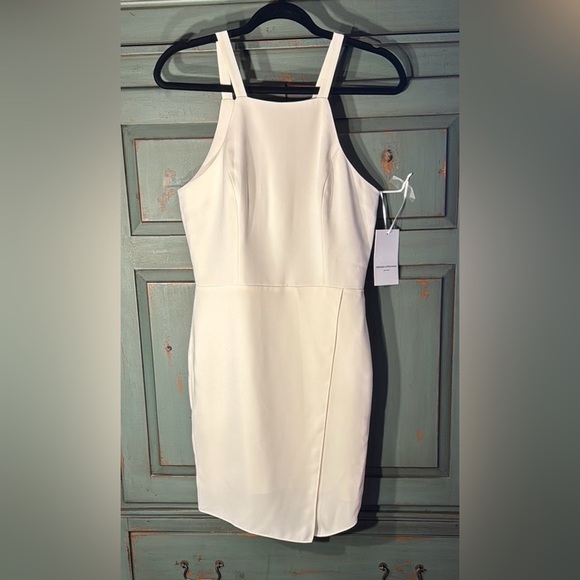 NWT Amanda Uprichard Cream Strap Halter Neck Sheath Mini Dress Size S Stunning - Picture 3 of 9